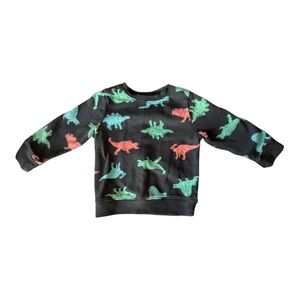 Cat & Jack Kids Dinosaur Sweatshirt - Black with Green and Red Dinos | size:2T